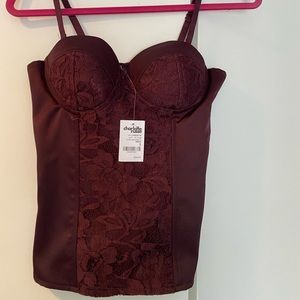 Bustier style tank top. Has zip closure in back